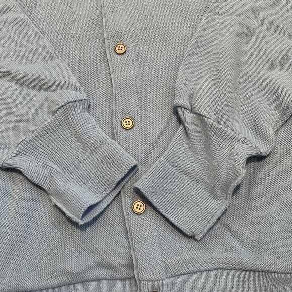 VTG Penn's Landing Knit Cardigan SZ LARGE Blue USA Made Button Front Grandpa - Picture 7 of 9